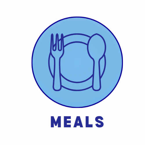 a plate with a fork and spoon in a circle