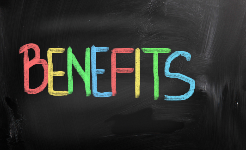Benefits in colorful writing on chalkboard