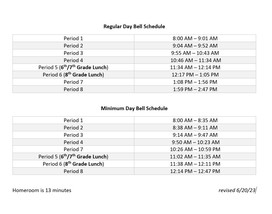 Bell Schedule 23/24